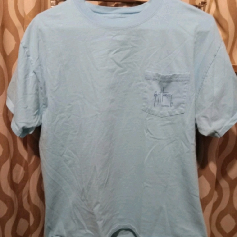 Guy Harvey Light Blue Pocket Tee - Short Sleeve Crewneck